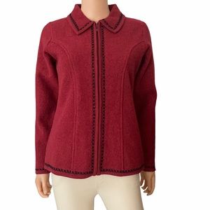 Icelandic red double faced knit wool jacket